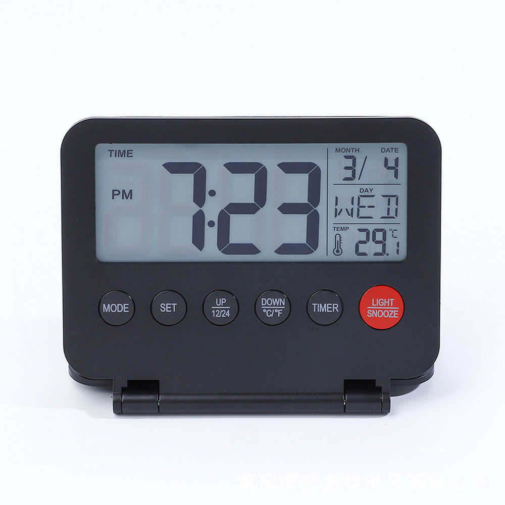 Smart Digital Alarm Clock with Temperature Display Snooze Function and LED Backlight Black
