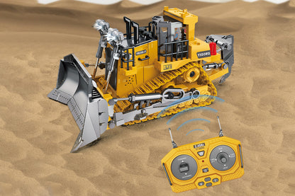 9 Channel 2.4GHz RC Bulldozer Toy Track Type Tractor Toys With Lights And Sound Construction Play Toys