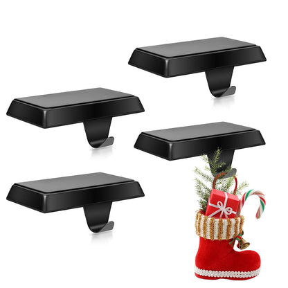 Set of 4 Metal Christmas Stocking Holders for Mantle Table and Window Display