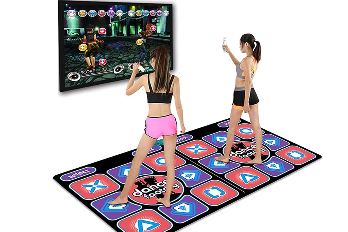 Double Dance Mat Non-Slip Wireless Dancers Step Pads with 2 Wireless Handle