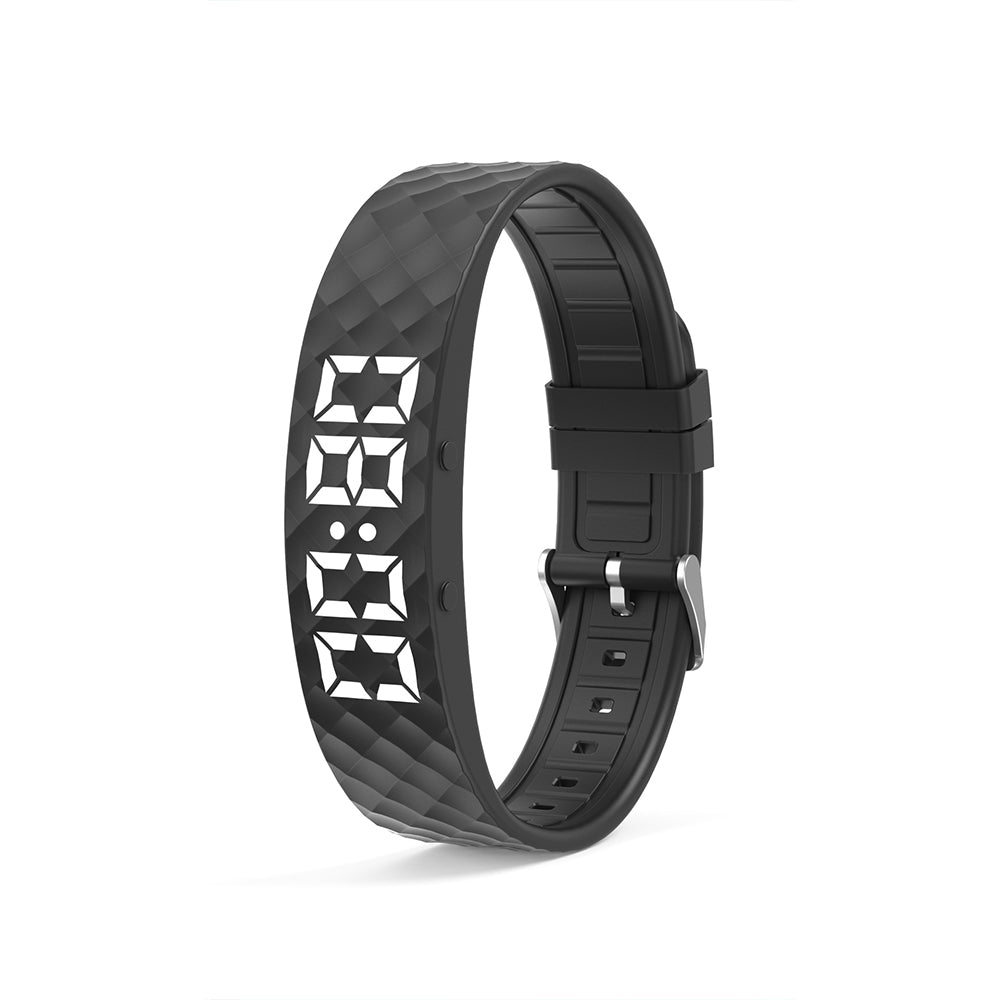 Vibrating Alarm Wristband Silent Wrist Watch - Black