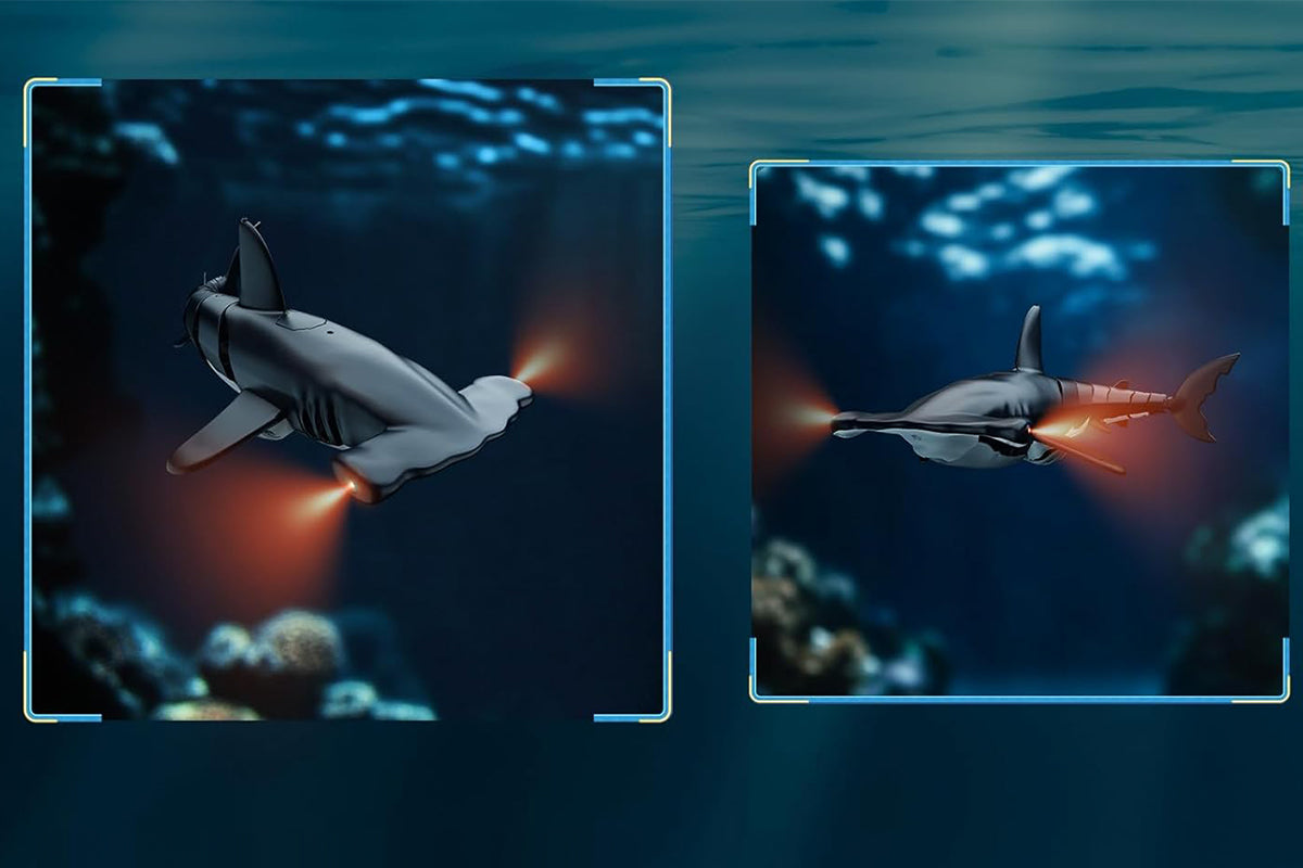 2.4Ghz Remote Control Shark Toy for Boys Electric RC Sharks Fish Toys with Light -Blue