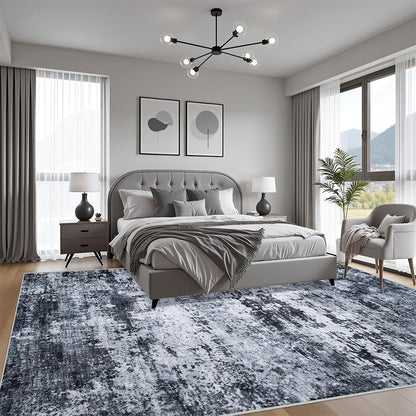 Nordic Crystal Velvet Rug Soft Non Slip for Bedroom Living Room Bedside Floor-Black