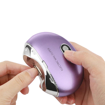 Electric Nail Clipper with Power Display Safe Automatic Nail Trimmer Manicure Tool Purple