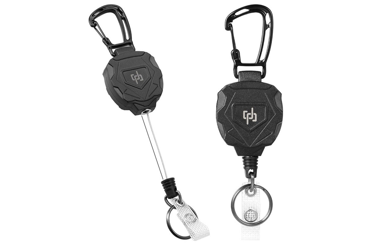 Heavy Duty Retractable ID Badge Holder Keychain Grey