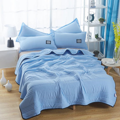 Summer Blankets Air Condition Comfort Lightweight Thin Quilt Blue