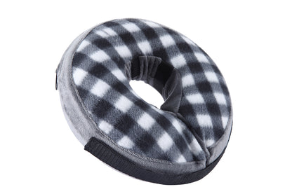 Inflatable Pet Protective Collar - Black and white grid