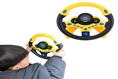 Electric Early Education Simulation Steering Wheel Toy for kid-Yellow