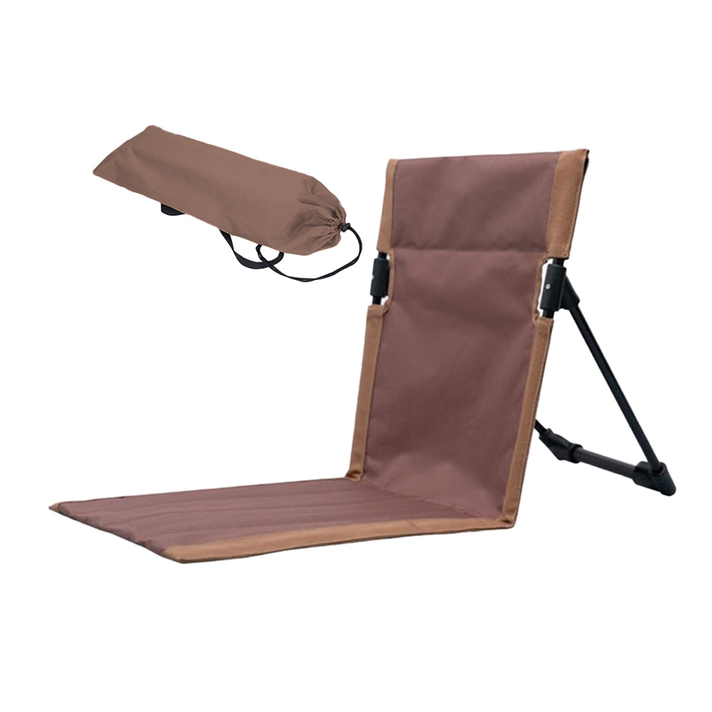 Folding Beach Lounge Chair Portable Beach Mat with Backrest Dark Brown