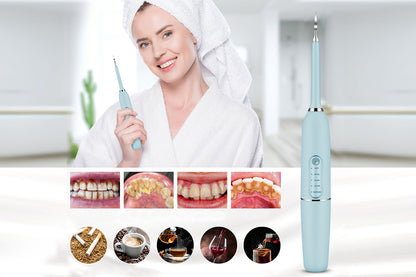 Tooth Cleaning Tool Kit Electric Dental Calculus Remover with Replaceable Clean Heads-Blue