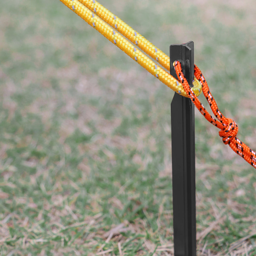 8Pcs Aluminum Alloy Tent Stakes Outdoor Camping Trip Tent Peg with Rope Black