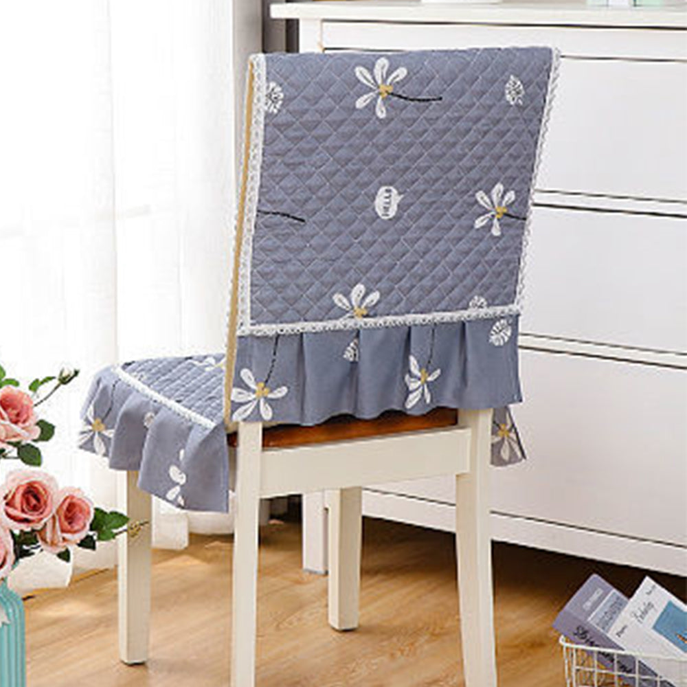 Siamese Chair Cover Non-Slip Thickened Stretch Slipcover Seat Cover -Dark gray