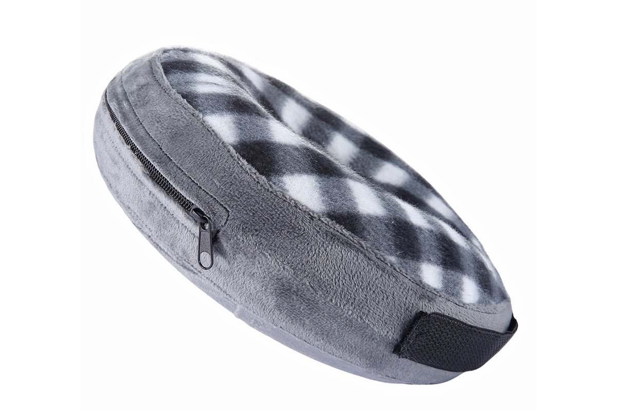 Inflatable Pet Protective Collar - Black and white grid