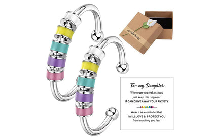 2pcs Fidget Ring for Women To Daughter Anxiety Meditation Ring Adjustable Swivel Ring-Style 2