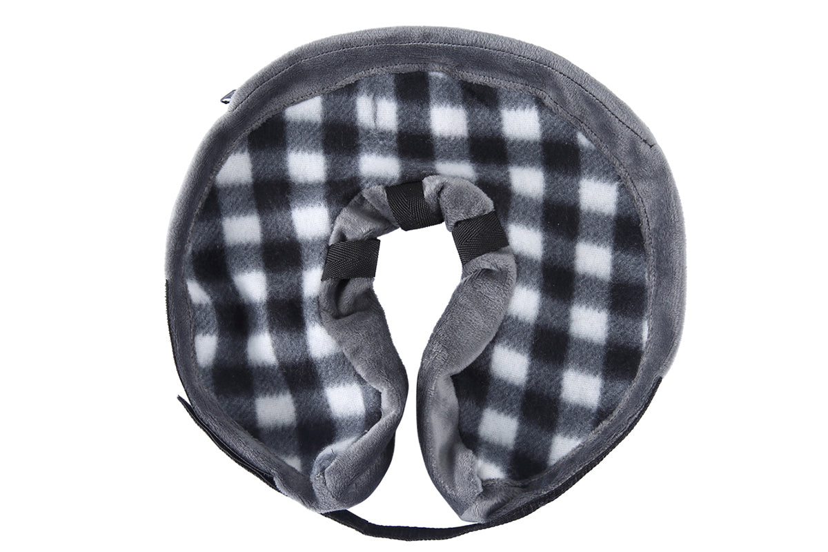 Inflatable Pet Protective Collar - Black and white grid