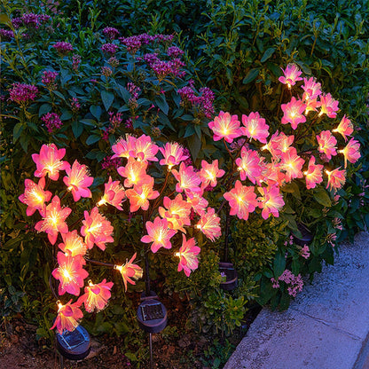 2pcs Solar Garden Lights Orchid Flower Outdoor Stake Solar Powered Landscape Lights -Warm White