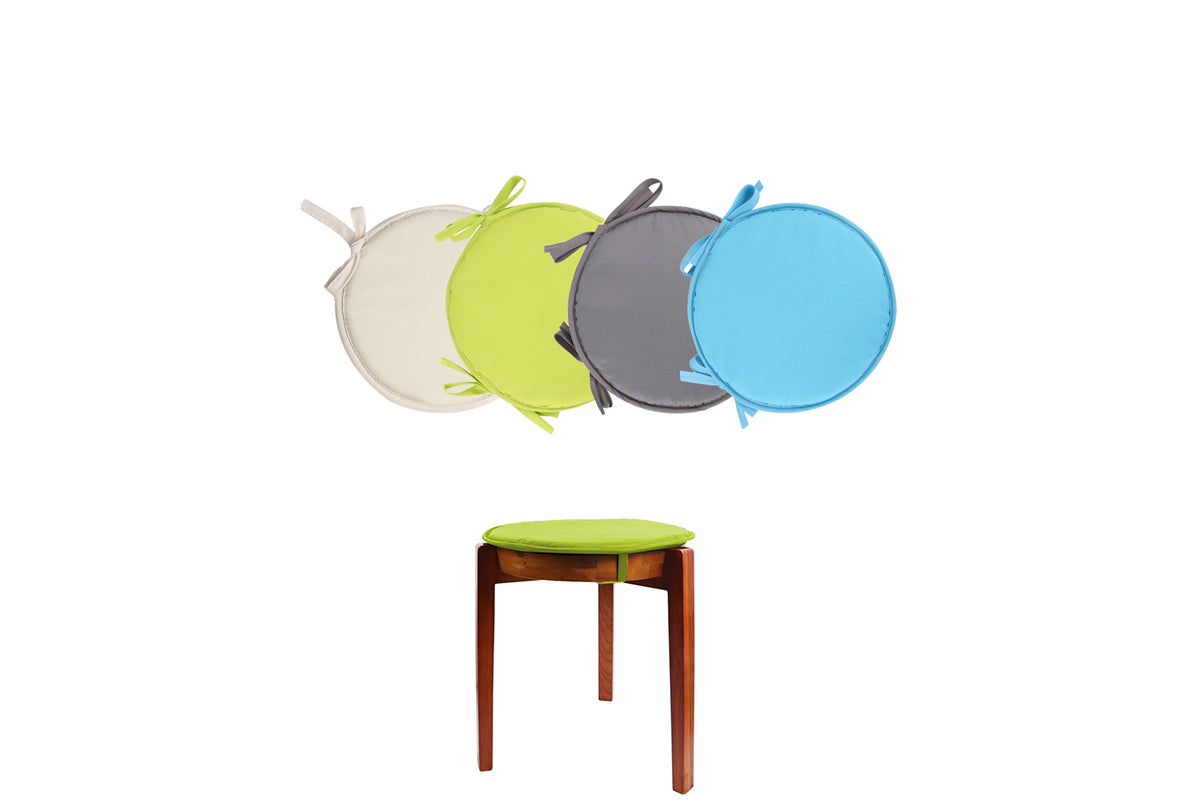 Chair Pads with Ties Soft Round Thicken Chair Pads Seat Cushion-Beige and Blue and Grey and Yellow