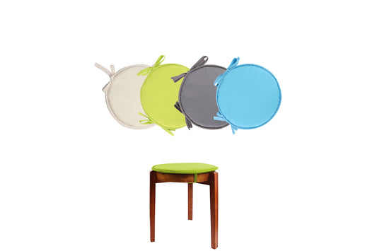 Chair Pads with Ties Soft Round Thicken Chair Pads Seat Cushion-Beige and Blue and Grey and Yellow