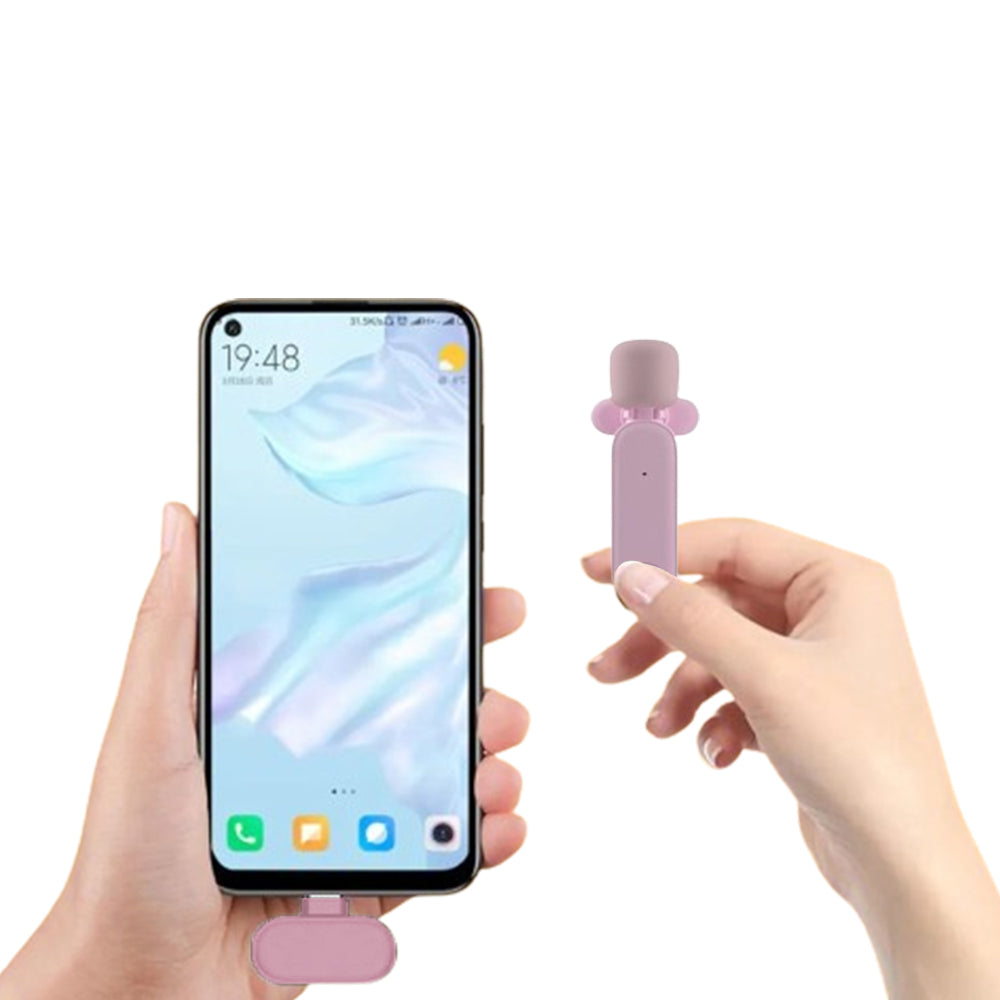 2.4G Wireless Lavalier Microphone Plug and Play Mic for Android iPhone iPad Vlog Live Stream Pink