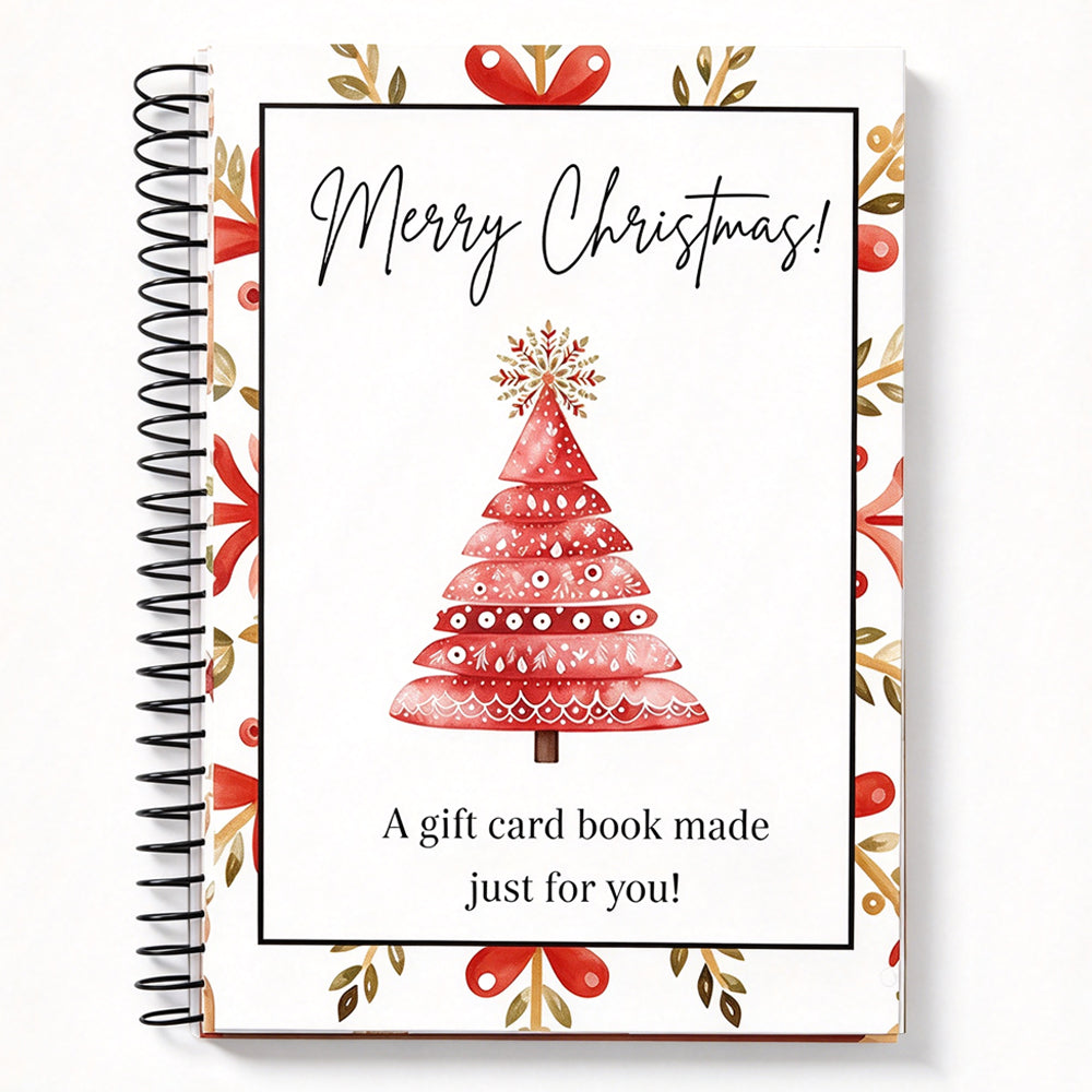 Christmas Gift Card Book Spiral Bound Gift Card Holder Notebook A5 - Christmas Tree