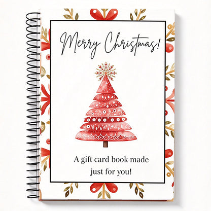 Christmas Gift Card Book Spiral Bound Gift Card Holder Notebook A5 - Christmas Tree