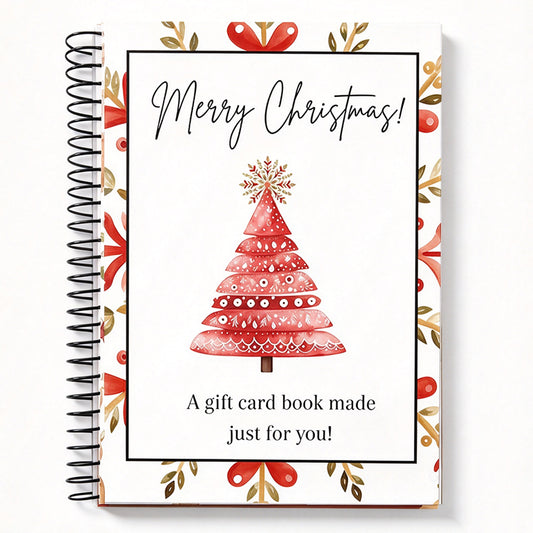 Christmas Gift Card Book Spiral Bound Gift Card Holder Notebook A5 - Christmas Tree