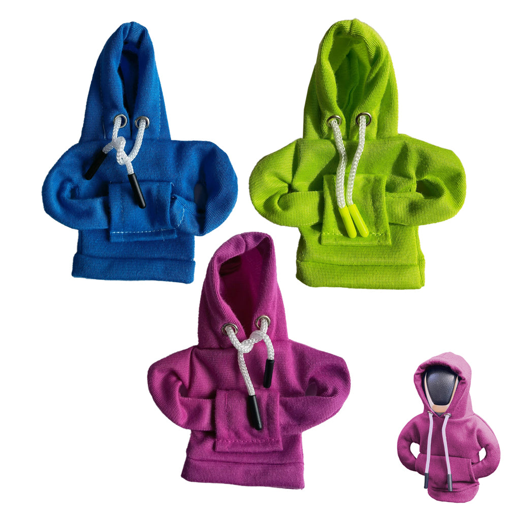 3PCS Shift Knobs Fashionable Hooded Shirt Mini Car Shifter Knobs Cover Trim-Blue and Green and Purple