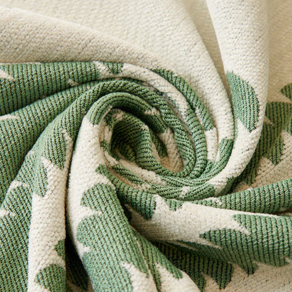 Reversible Sofa Couch Cover Boho Chenille Blanket Green