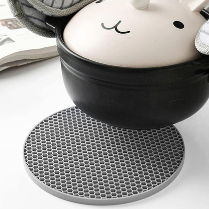 4Pcs Multipurpose Silicone Trivet Mats Heat Resistant Pot Holder Pads for Kitchen Gray