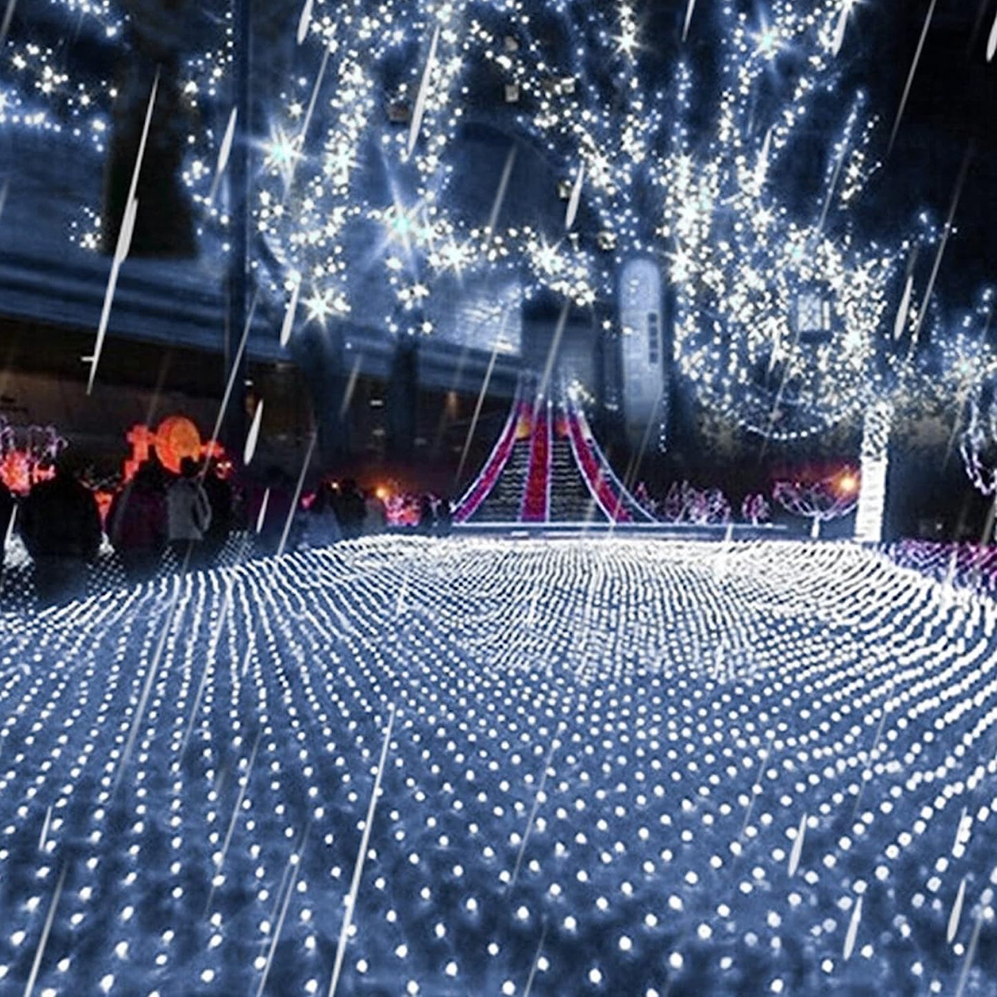 Net Lights Solar Power LED String Lights Christmas Mesh Light for Outdoor Bedroom Decoration-White