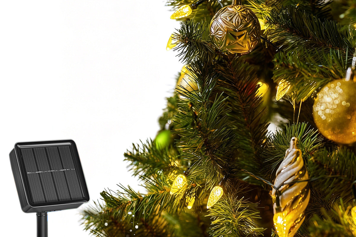 7M Solar Strawberry String Lights Waterproof Christmas Decor-Warm White