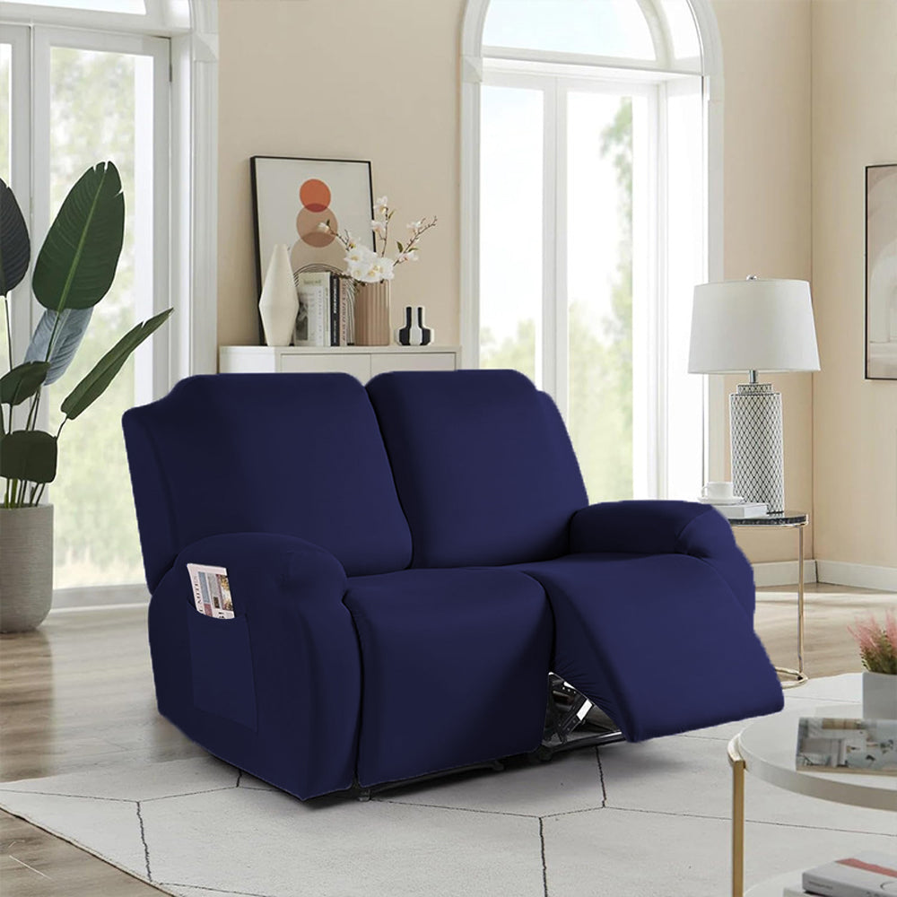Full Wrapped Stretch Recliner Chair Cover Elastic Recliner Sofa Slipcover Navy