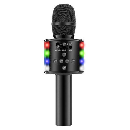 Wireless Bluetooth Karaoke Microphone with LED Lights Home Party Singing Mic Black