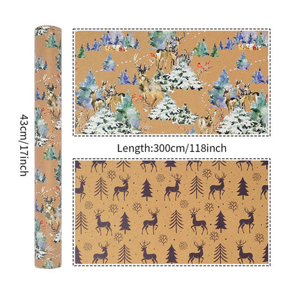 2 Pack Double Sided Christmas Wrapping Paper 4 - Reindeer