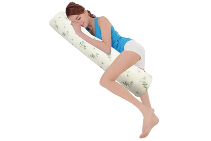 Natural Latex Body Pillow Springy Long Leg Pillow Cover Included for Sleeping-Floral Print