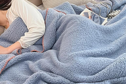 Sherpa Throw Blanket Winter Fuzzy Throws Fluffy Soft Cozy Fleece Plush Blanket-Blue