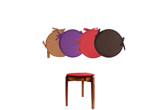 Chair Pads with Ties Soft Round Thicken Chair Pads Seat Cushion-Brown and Coffee and Purple and Red