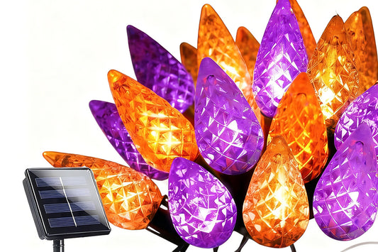 7M Solar Strawberry String Lights Waterproof Christmas Decor-Purple and Orange