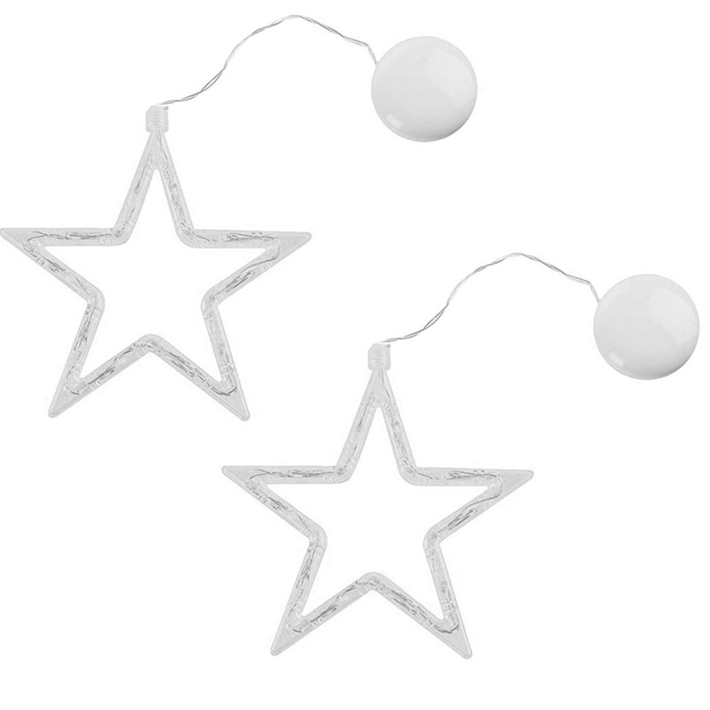 2PCS Christmas String Lights Hanging Window Indoor Outdoor Lights with Suction Cup for Xmas Party Decoration -Star
