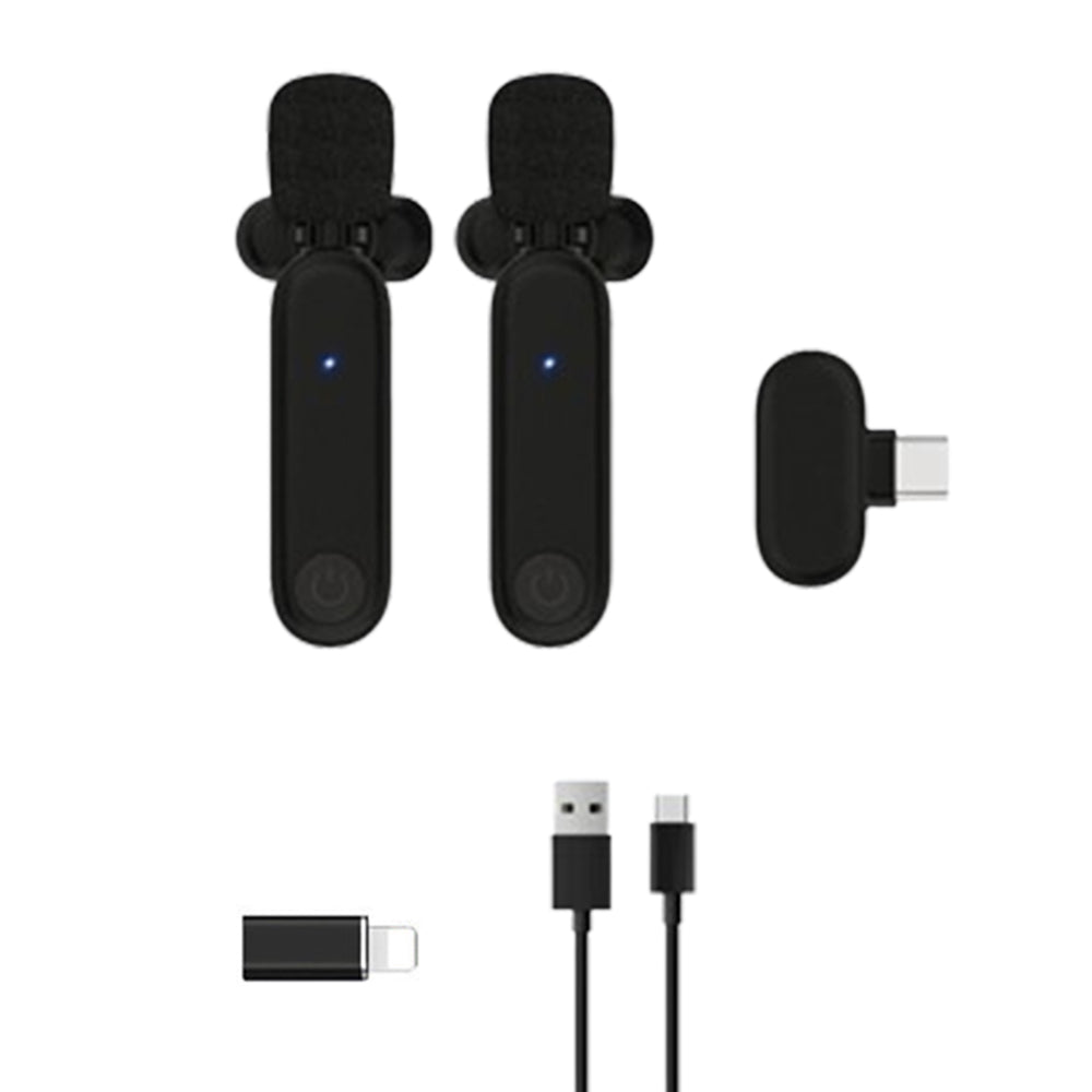 2.4G Wireless Lavalier Microphone Plug and Play Mic for Android iPhone iPad Vlog Live Stream Black