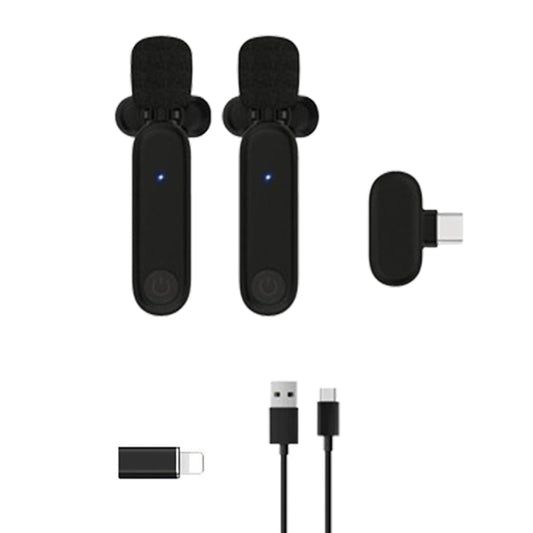 2.4G Wireless Lavalier Microphone Plug and Play Mic for Android iPhone iPad Vlog Live Stream Black