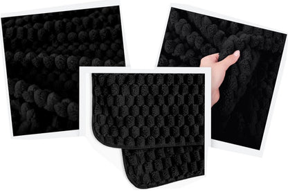 2 in 1 Jacquard Travel Pillow and Blanket Set Packable Travel Blanket for Airplane Car -Black