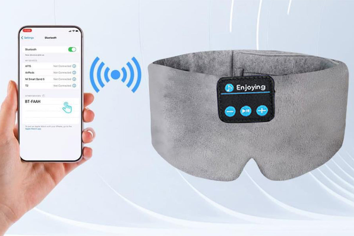 Bluetooth Sleep Mask with Headphones Music Eye Mask for Sleeping Travel Meditation -Grey