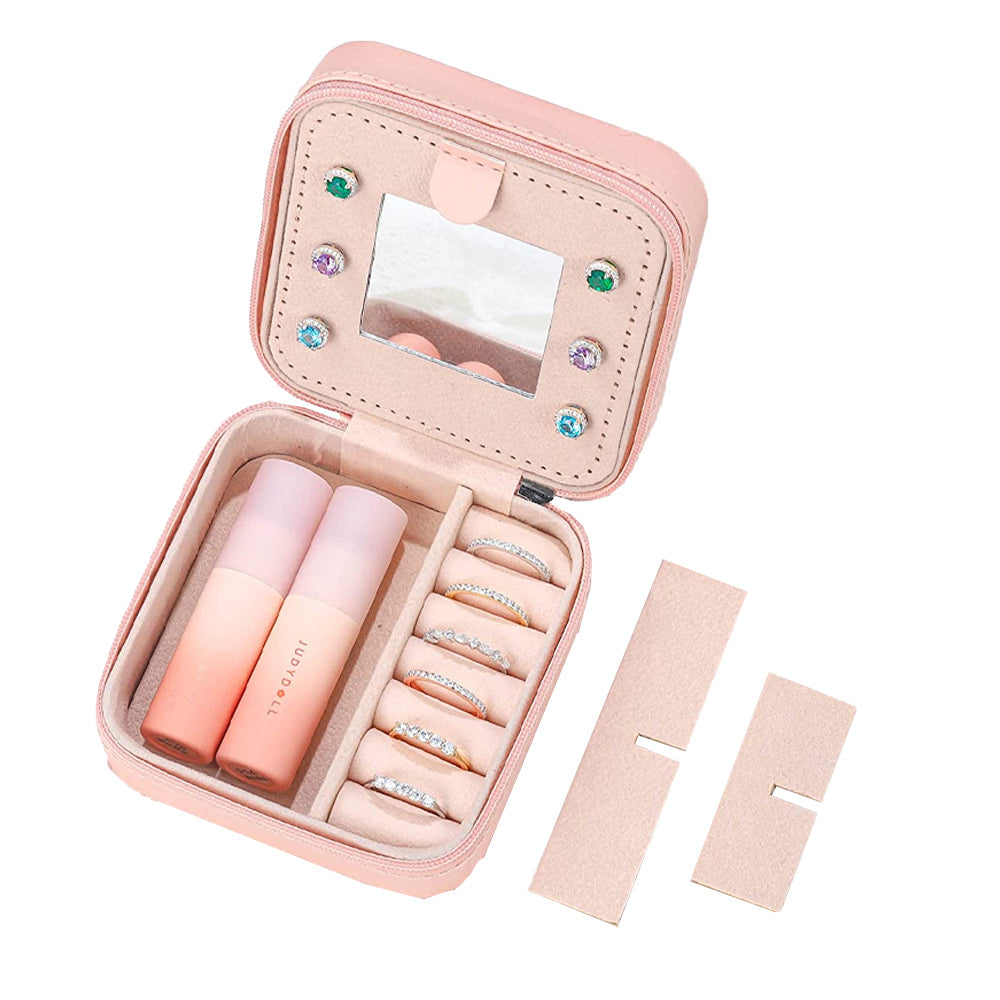 S Initial Letter Travel Jewelry Box Jewelry Case Jewelry Organiser with Mirror for Ring Necklace Earring Jewelry Storage