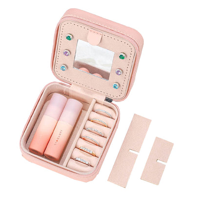 S Initial Letter Travel Jewelry Box Jewelry Case Jewelry Organiser with Mirror for Ring Necklace Earring Jewelry Storage