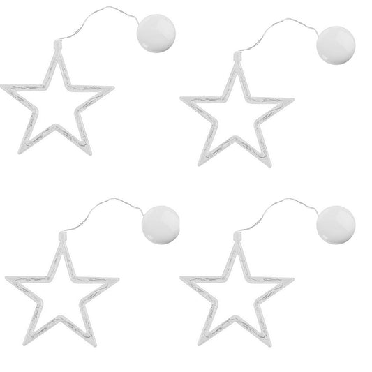 4PCS Christmas String Lights Hanging Window Indoor Outdoor Lights with Suction Cup for Xmas Party Decoration -Star