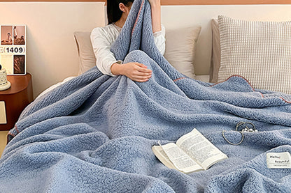 Sherpa Throw Blanket Winter Fuzzy Throws Fluffy Soft Cozy Fleece Plush Blanket-Blue