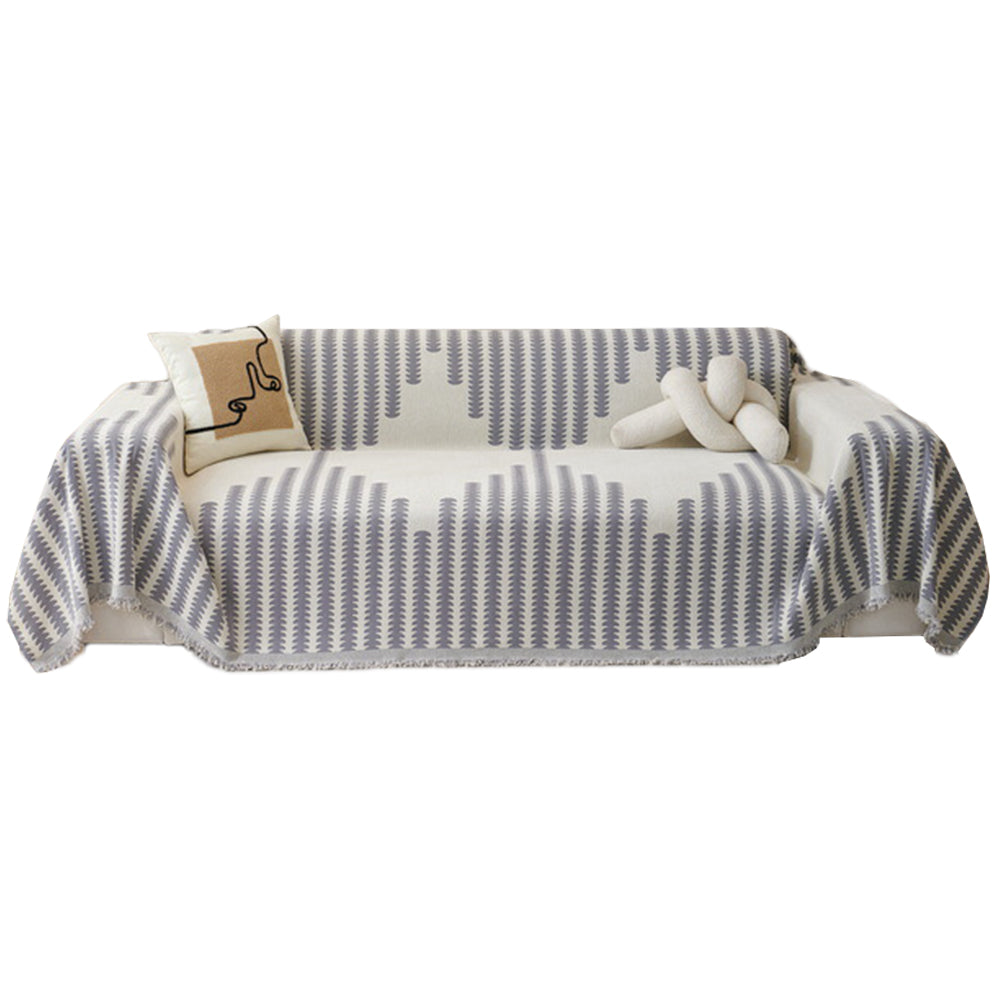 Reversible Sofa Couch Cover Boho Chenille Blanket Gray