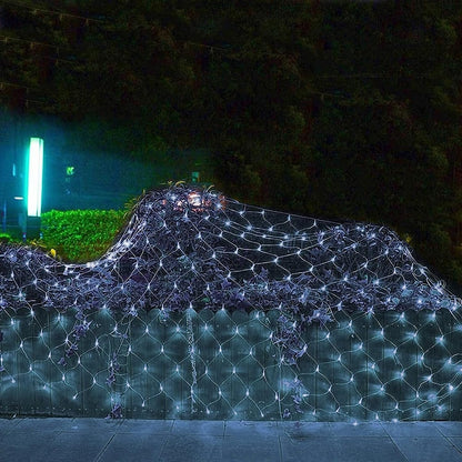 Net Lights Solar Power LED String Lights Christmas Mesh Light for Outdoor Bedroom Decoration-White
