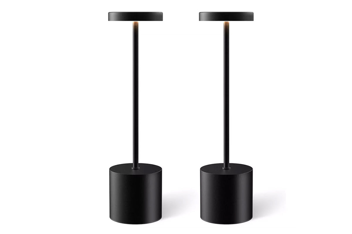 2Pcs Cordless Table Lamp Portable Touch Sensor LED Desk Lamp Beside Night Light-Black